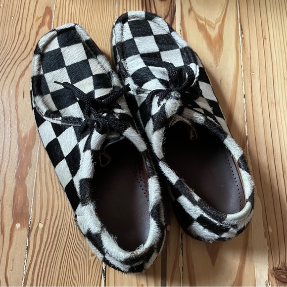 Padmore & Barnes P204M CHECKER PONY calf hair Clarks boots black white gum sole - Picture 8 of 13